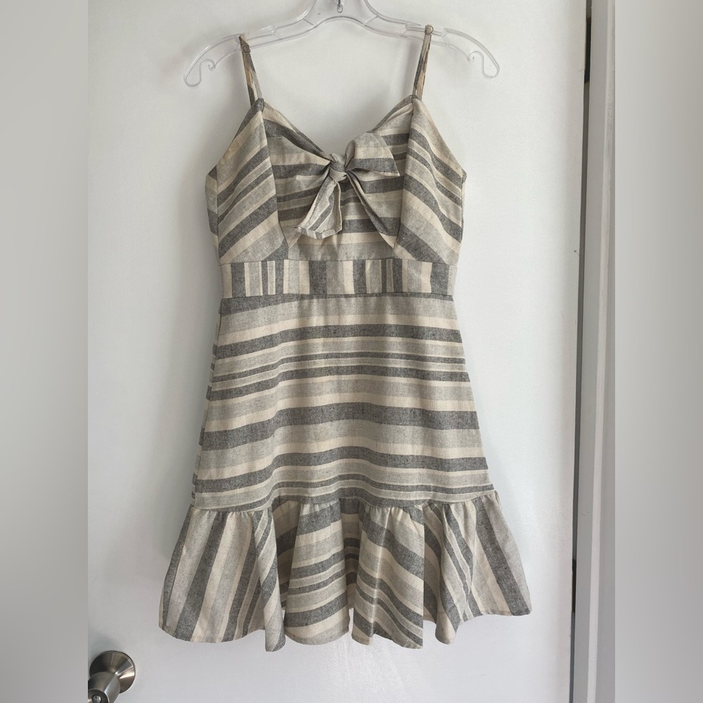 NanaMacs Gray and Cream Striped Mini Dress